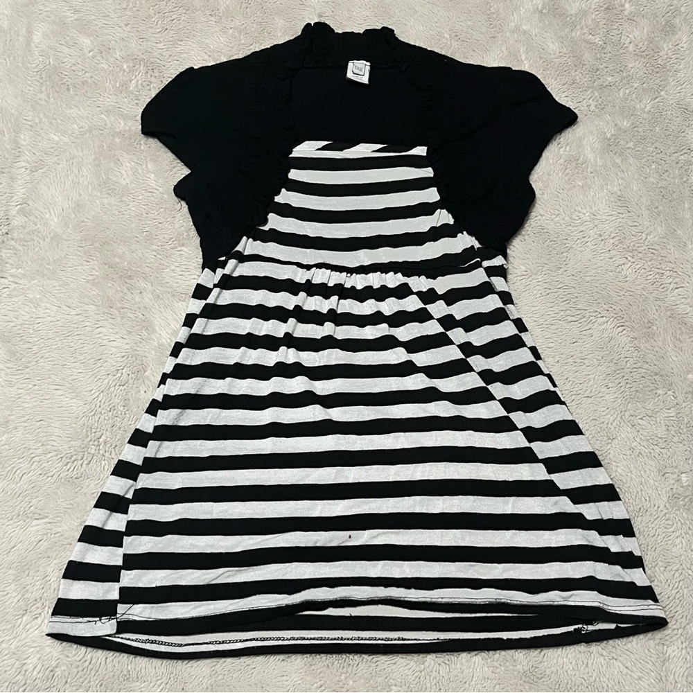 Black and White Striped Babydoll Top